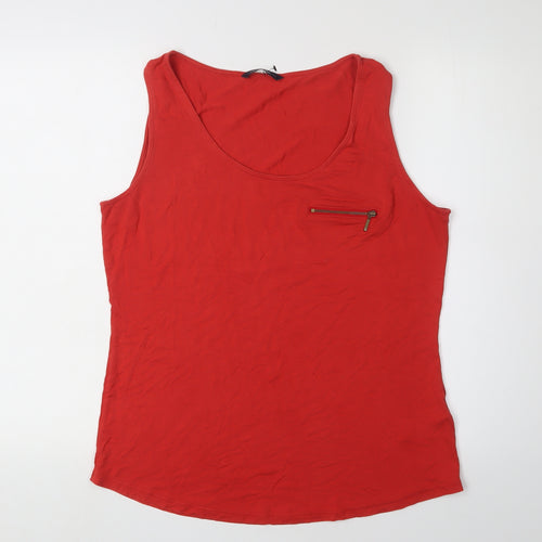 Marks and Spencer Women's Red Tank Top, Size 14, Zip Accent