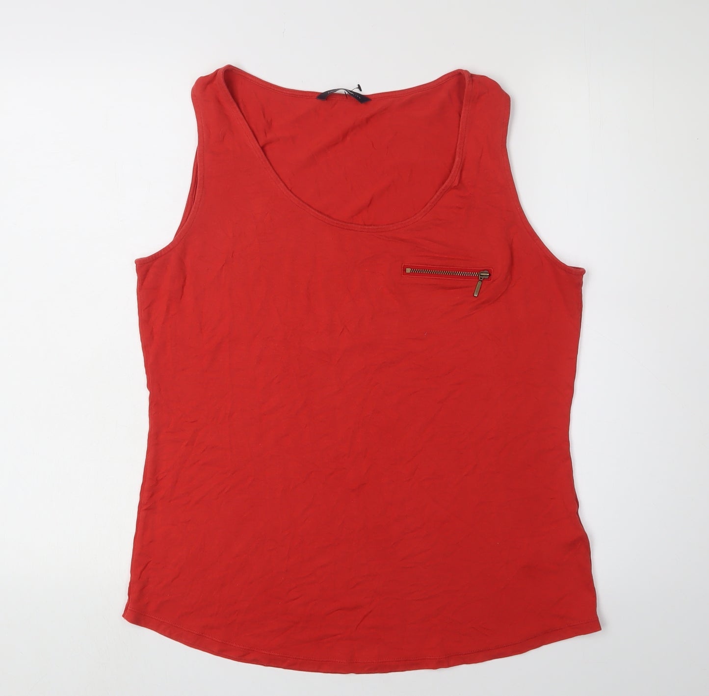 Marks and Spencer Women's Red Tank Top, Size 14, Zip Accent