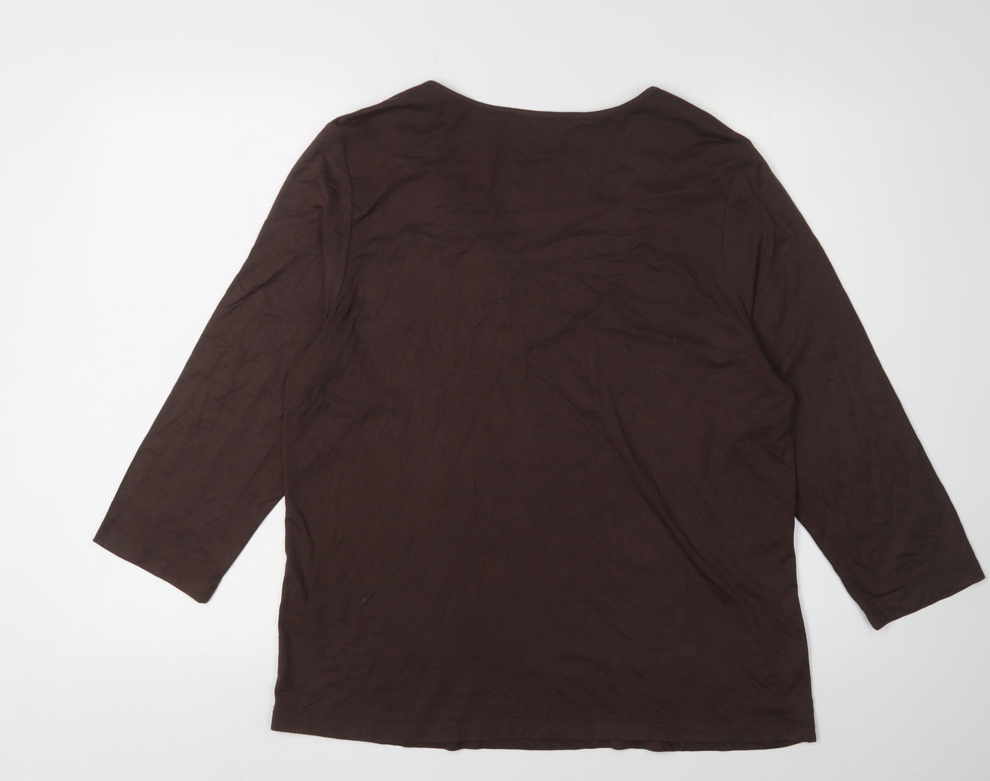 Riddella Women's Brown Beaded V-Neck Blouse Size 18