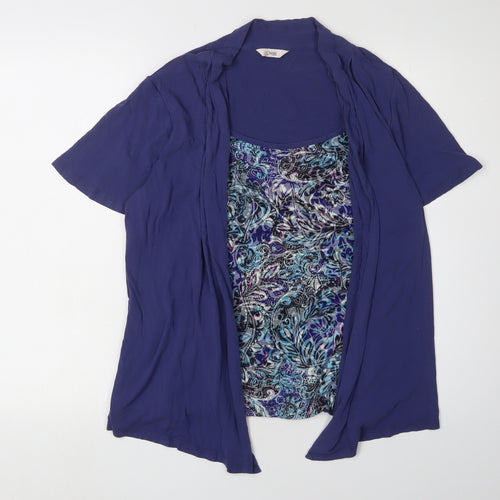 Marks and Spencer Women's Blue Floral T-Shirt Size 14