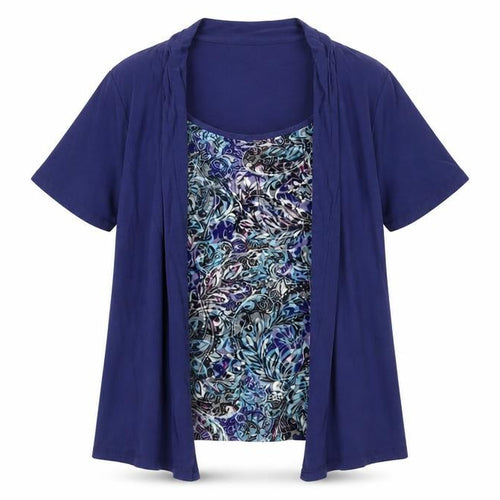 Marks and Spencer Women's Blue Floral T-Shirt Size 14