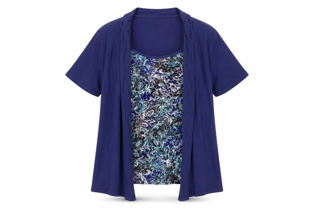 Marks and Spencer Women's Blue Floral T-Shirt Size 14