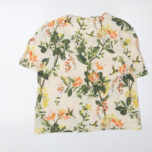 H&M Women's Multicoloured Floral T-Shirt, L, Spring Style