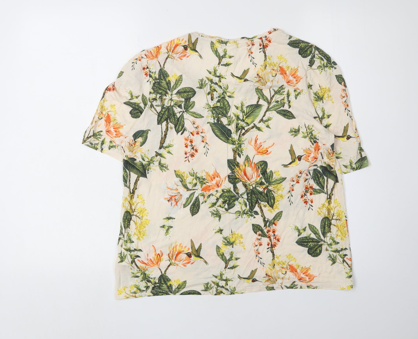 H&M Women's Multicoloured Floral T-Shirt, L, Spring Style