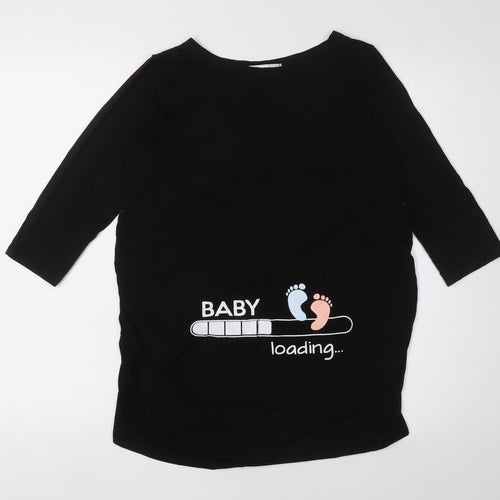 Happy Mama Women's Black Maternity T-Shirt, Size S