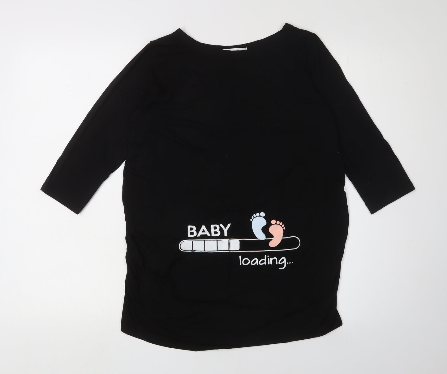 Happy Mama Women's Black Maternity T-Shirt, Size S