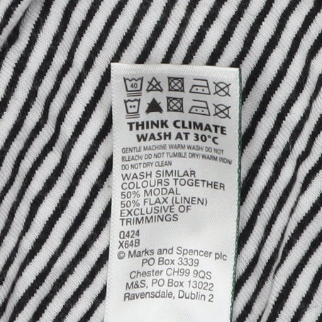 Marks and Spencer Women's Black Striped V-Neck T-Shirt Size 14
