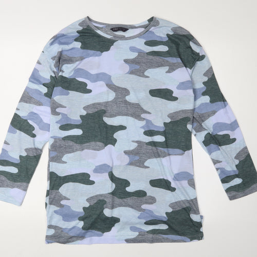 Marks and Spencer Women's Blue Camo Long Sleeve T-Shirt