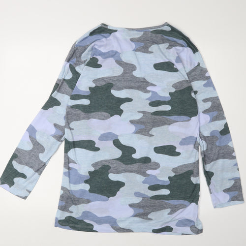 Marks and Spencer Women's Blue Camo Long Sleeve T-Shirt