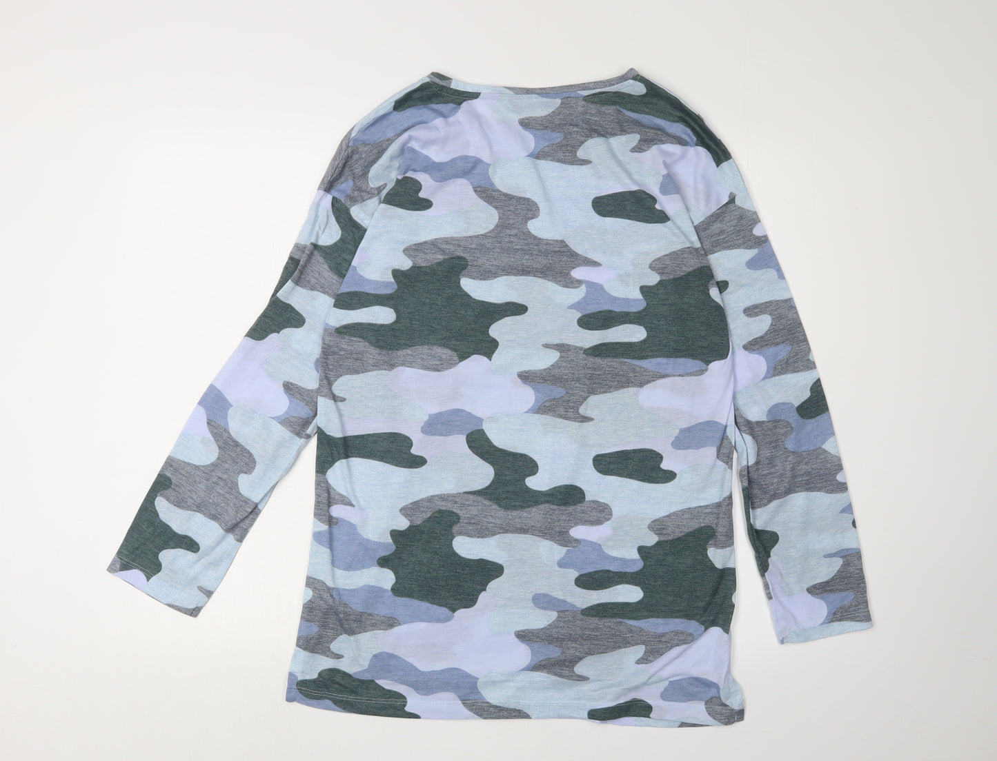 Marks and Spencer Women's Blue Camo Long Sleeve T-Shirt