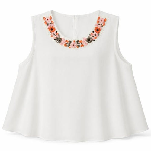 Topshop Women's White Blouse UK 10 Floral Accent