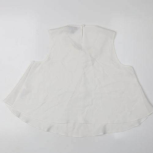 Topshop Women's White Blouse UK 10 Floral Accent
