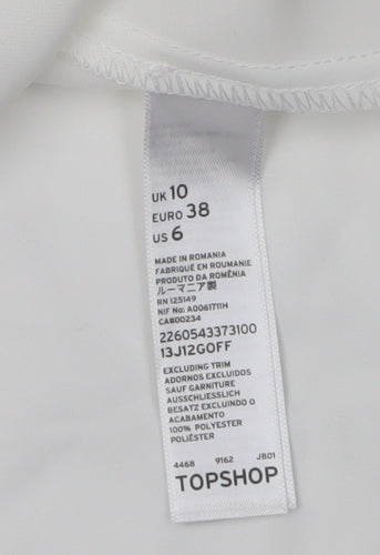 Topshop Women's White Blouse UK 10 Floral Accent