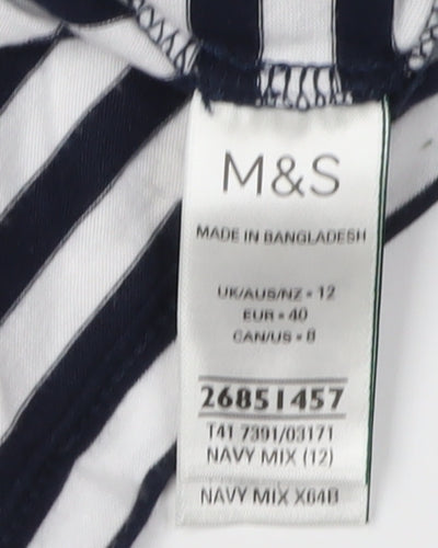 Marks and Spencer Women's Striped Cotton T-Shirt Size 12