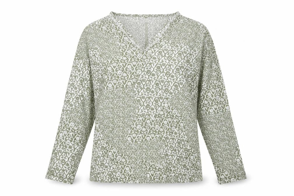 Front view of Marks & Spencer Women's Green V-Neck Blouse, size 8