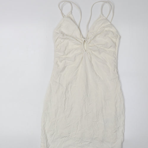 H&M Women's Ivory Slip Dress, Size S, Strappy, V-Neck