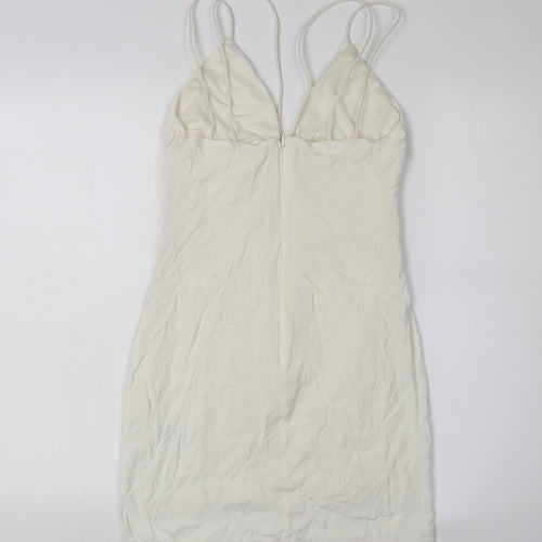 H&M Women's Ivory Slip Dress, Size S, Strappy, V-Neck