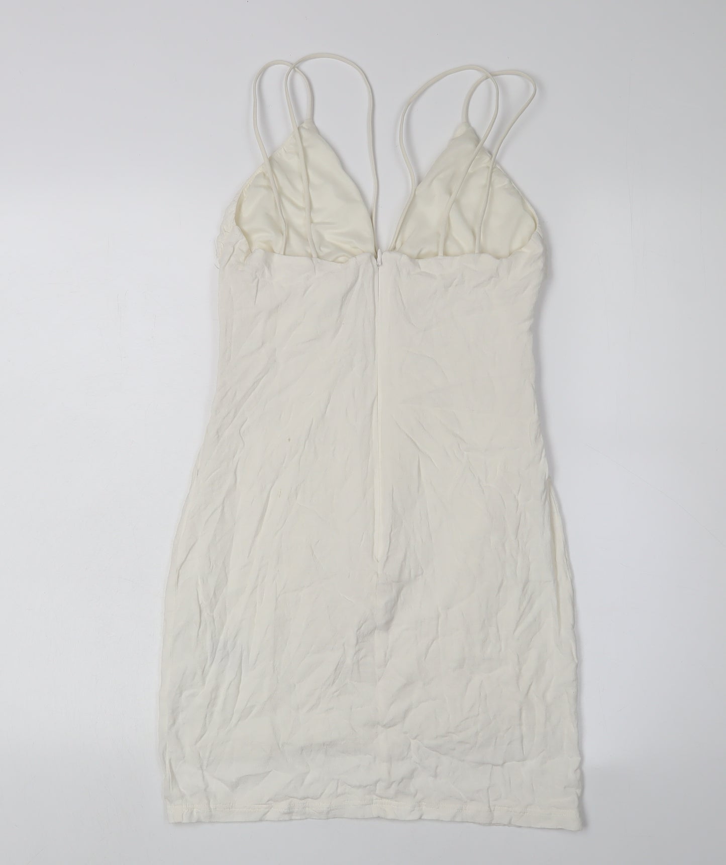 H&M Women's Ivory Slip Dress, Size S, Strappy, V-Neck