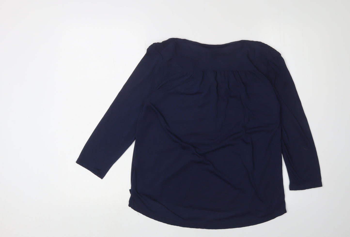 H&M Women's Blue Henley Blouse, Size 12, 3/4 Sleeve