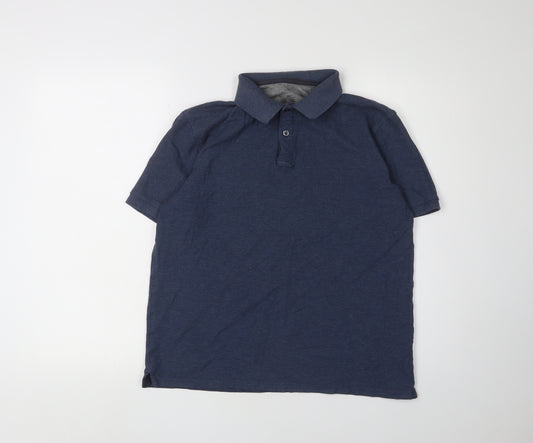 Marks and Spencer Men's Blue Cotton Polo, Size M