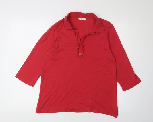 Marks and Spencer Women's Red Blouse, Size 16, 3/4 Sleeve