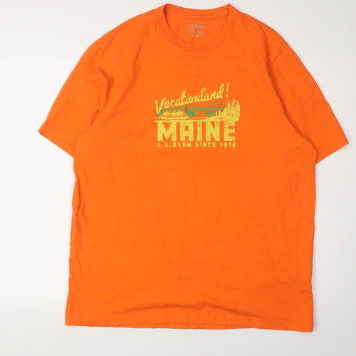 L.L. Bean Men's Orange Graphic Print T-Shirt L