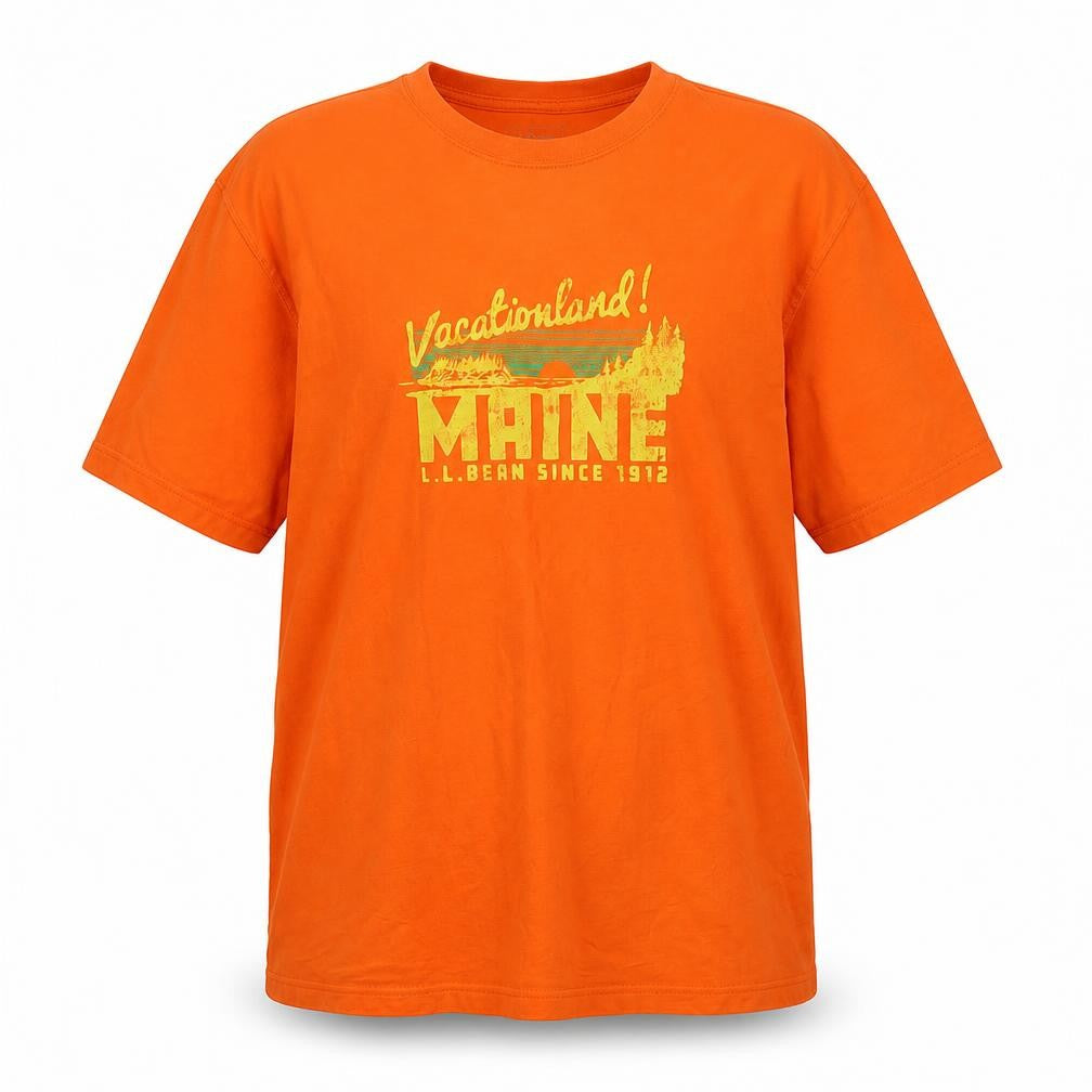 L.L. Bean Men's Orange Graphic Print T-Shirt L