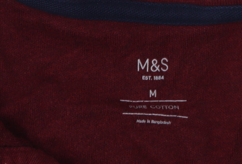 Marks and Spencer Men's Red Polo Shirt M