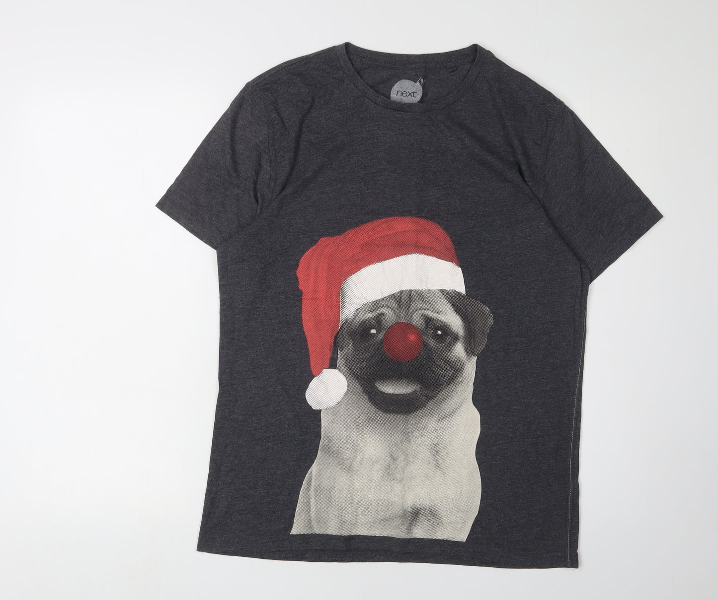 Next Men's Grey Christmas Dog T-Shirt, M, Regular Fit