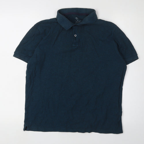 Marks and Spencer Men's Blue Polo Shirt, Size M, Casual Wear