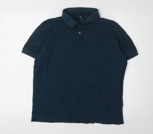 Marks and Spencer Men's Blue Polo Shirt, Size M, Casual Wear