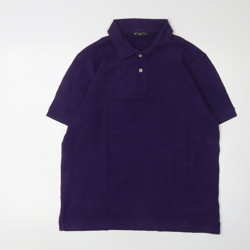 Marks and Spencer Men's Purple Polo Shirt Medium