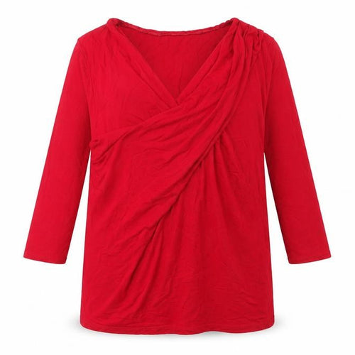 Debenhams Women Red Wrap Blouse Size 16 Viscose 3/4 Sleeve