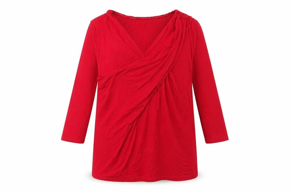 Debenhams Women Red Wrap Blouse Size 16 Viscose 3/4 Sleeve