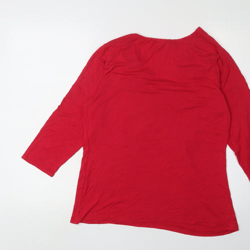 Debenhams Women Red Wrap Blouse Size 16 Viscose 3/4 Sleeve