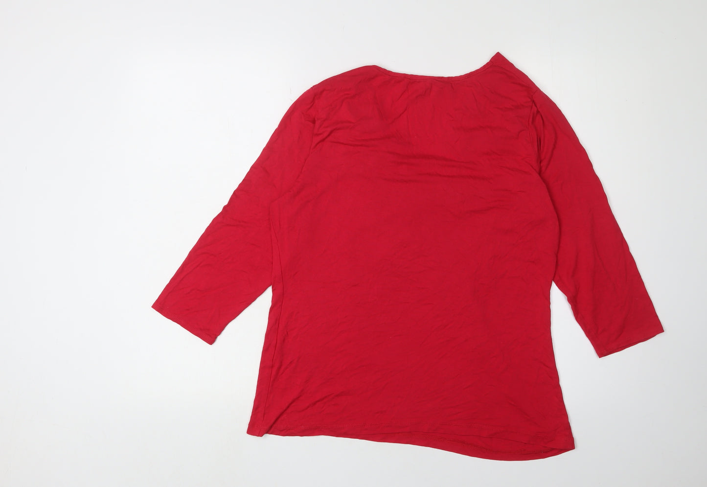 Debenhams Women Red Wrap Blouse Size 16 Viscose 3/4 Sleeve