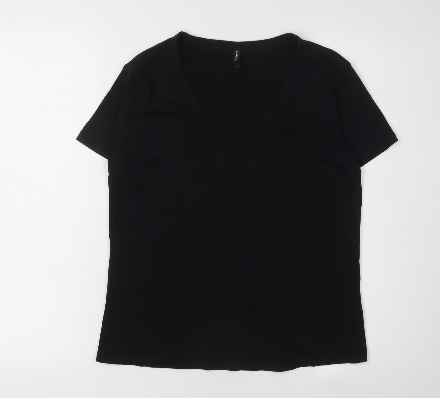 Marks and Spencer Women's Black V-Neck T-Shirt Size 16