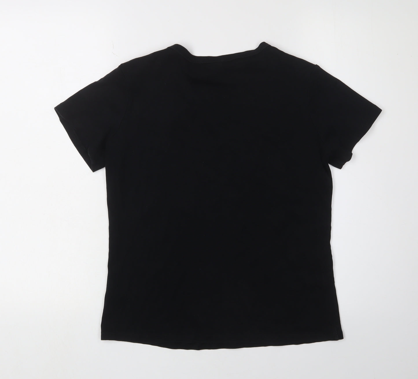 Marks and Spencer Women's Black V-Neck T-Shirt Size 16