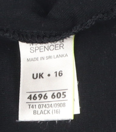 Marks and Spencer Women's Black V-Neck T-Shirt Size 16