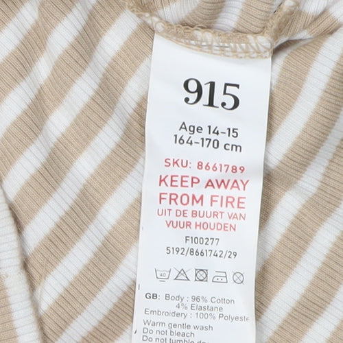 New Look Girls Beige Stripe Tank Top Age 14-15