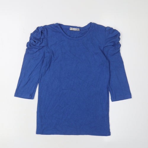 Stradivarius Women's Blue Puff Sleeve T-Shirt, Size S