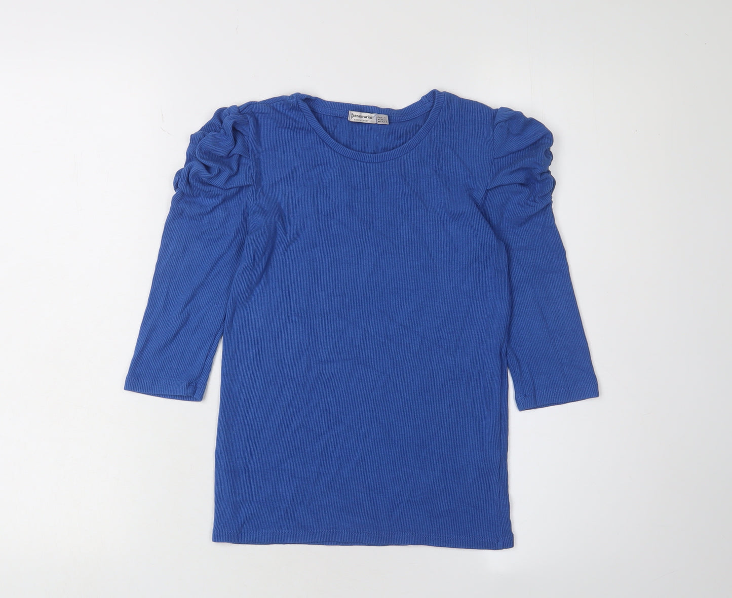 Stradivarius Women's Blue Puff Sleeve T-Shirt, Size S