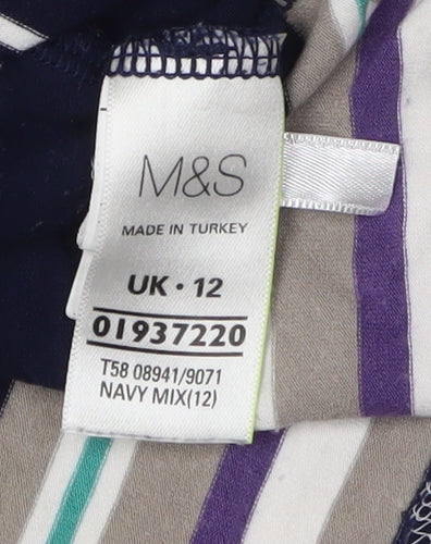 Marks and Spencer Women's Multicoloured Striped Top Size 12