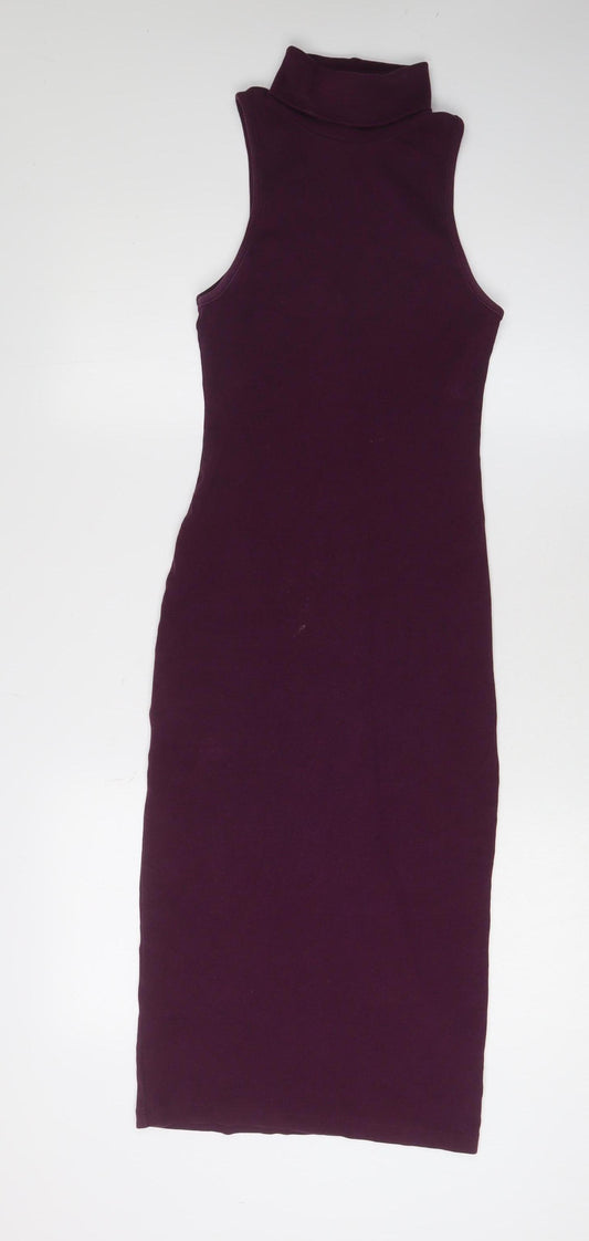 Zara Women's Purple Bodycon Midi Dress Size 12