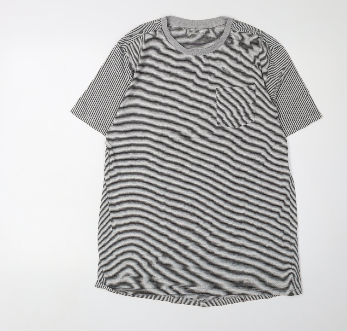 Next Unisex Kids Grey Striped T-Shirt 16 Years Basic Tee