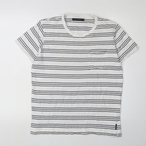 French Connection Men's M White Striped T-Shirt