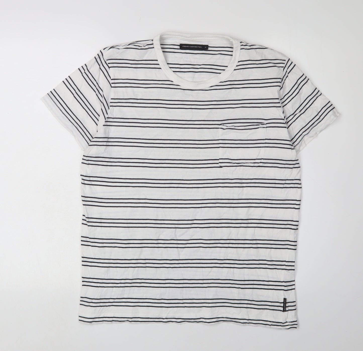 French Connection Men's M White Striped T-Shirt