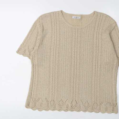 Berkertix Womens Beige Cable-Knit Pullover Jumper Size 16