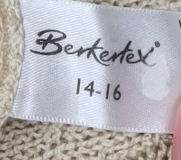 Berkertix Womens Beige Cable-Knit Pullover Jumper Size 16