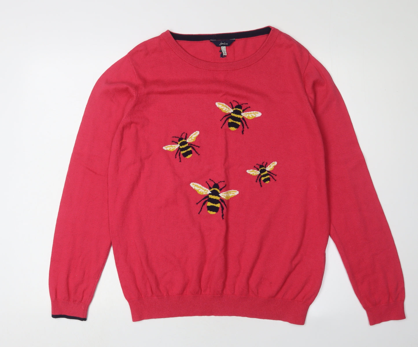 Joules Women's Red Bee Embroidered Pullover Jumper, Size 16